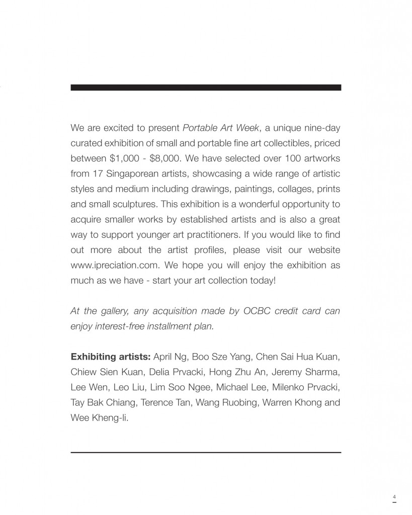 Portable Art Catalogue single page