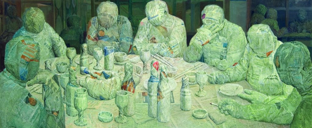 BU-0015,Problem,2006,80x200cm,Oil on Canvas