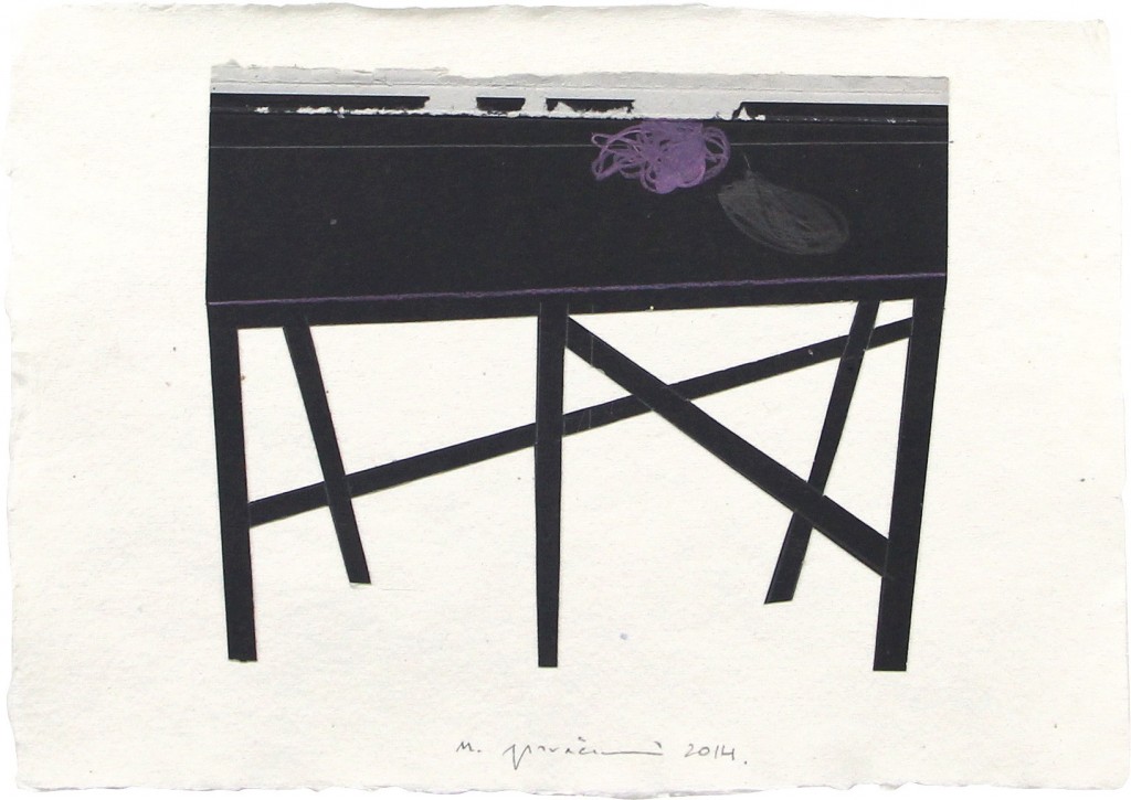 Table, 2014, 21 x 30 cm, 44.5 x 53.5 cm (framed), Mixed media on paper