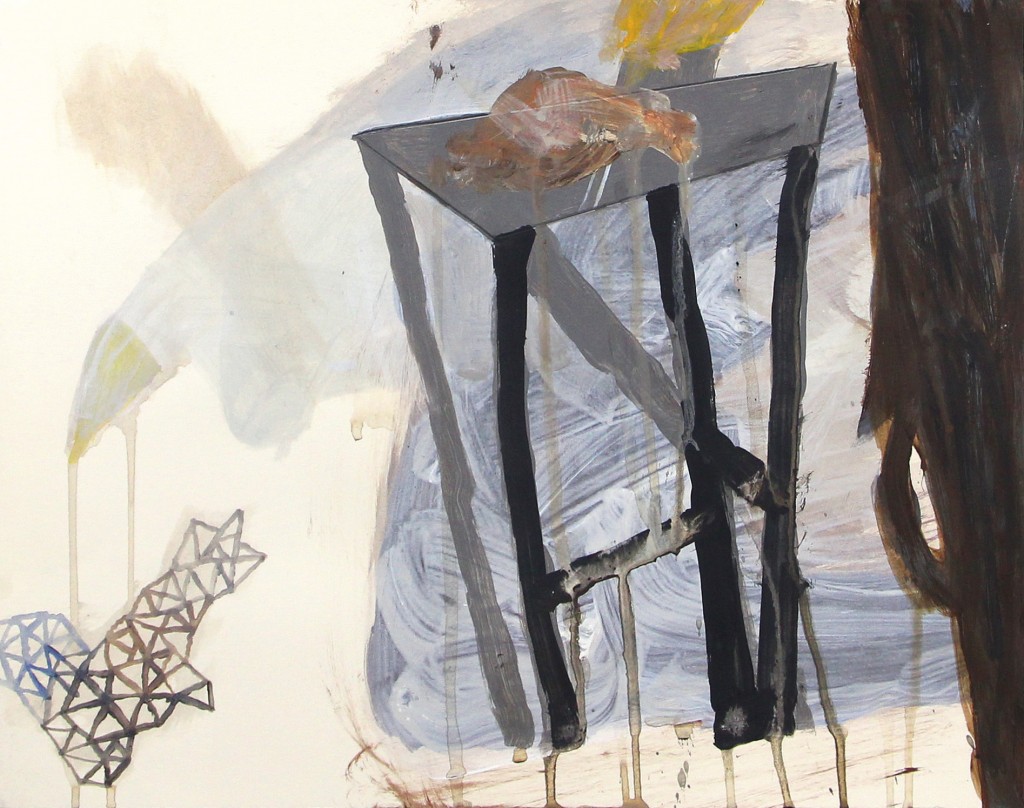 Table, 2014, 28 x 35 cm, 51.5 x 59 cm (framed), Mixed media on paper