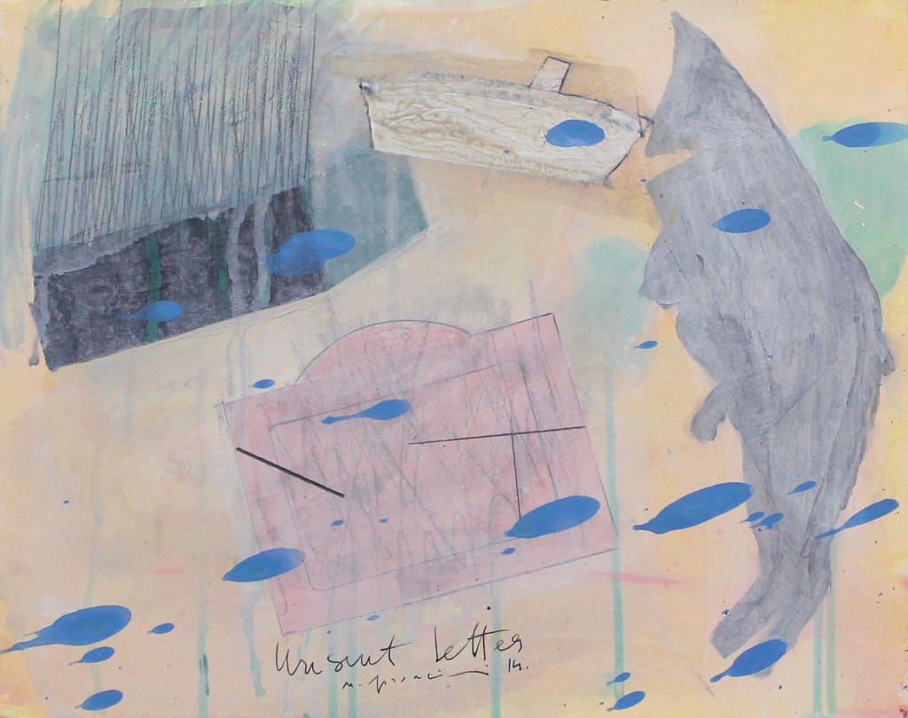 Table, 2014, 28 x 35 cm, 51.5 x 59 cm (framed), Mixed media on paper